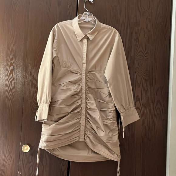 HYFVE gathered front and sides tan dress/ top. Size Large - Picture 1 of 7